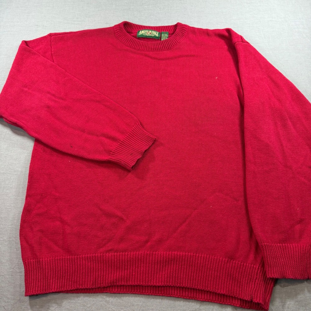 American Eagle Sweater Mens XL Red Good Vintage Crewneck Ramie Cotton Knit - Picture 1 of 8